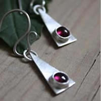 Adasam, birthstone triangle earrings in sterling silver