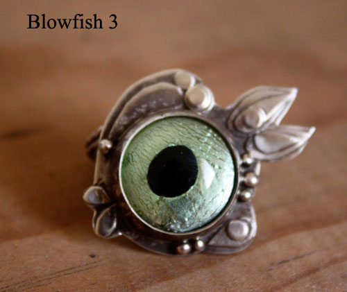 Blowfish 3, Takifugu fish ring in sterling silver