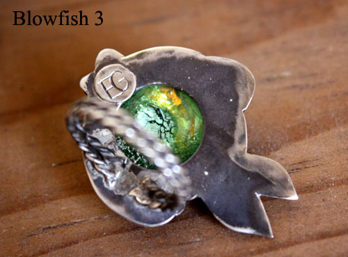 Blowfish 3, Takifugu fish ring in sterling silver