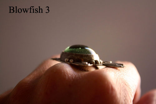 Blowfish 3, Takifugu fish ring in sterling silver