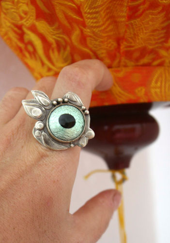 Blowfish, Takifugu fish ring in sterling silver