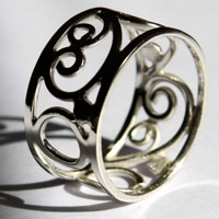 Brocéliande, celtic  scrolls and spirals ring in sterling silver