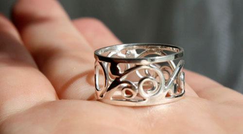 Brocéliande, celtic  scrolls and spirals ring in sterling silver