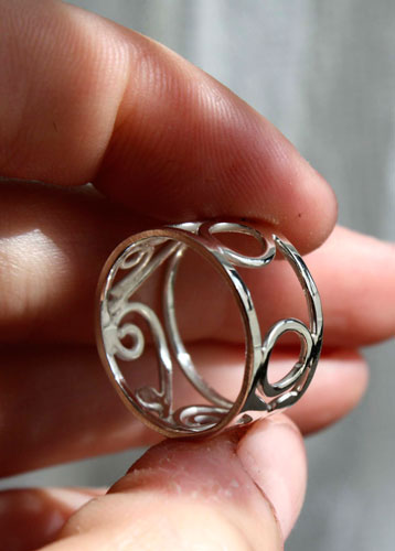 Brocéliande, celtic  scrolls and spirals ring in sterling silver