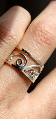 Brocéliande, celtic  scrolls and spirals ring in sterling silver