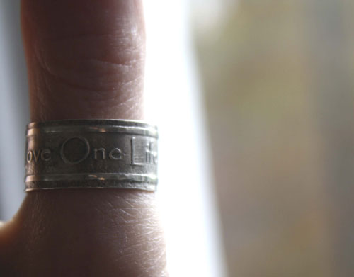 Custom ring, quote of One from U2 group ring in sterling silver