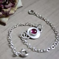 Ekadaura, birthstone round bracelet in sterling silver