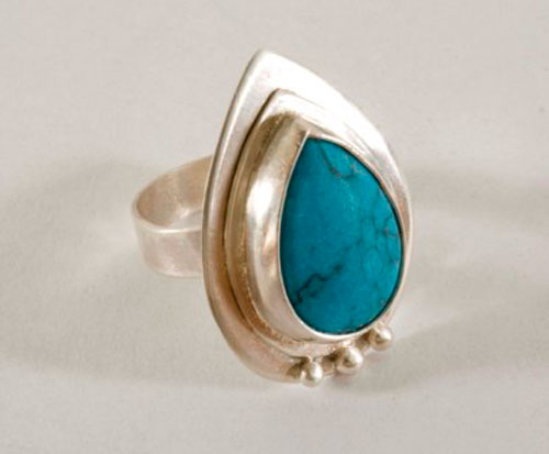 Firoza, indian ring in sterling silver and turquoise