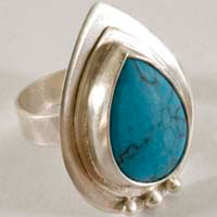 Firoza, indian ring in sterling silver and turquoise