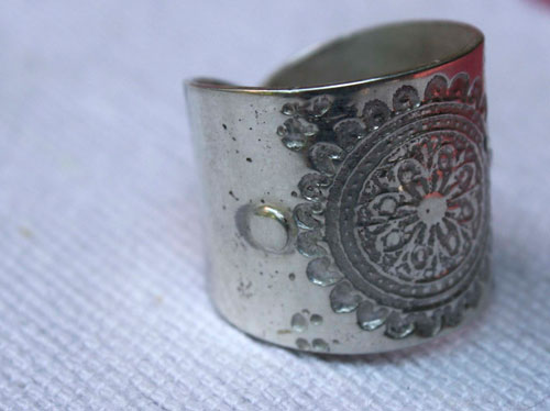 Flower mandala, Buddhist-inspired ring in sterling silver