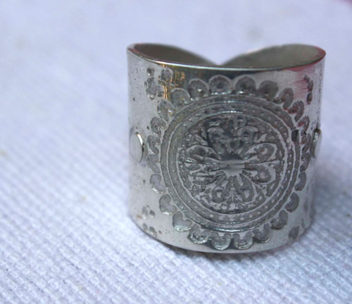 Flower mandala, Buddhist-inspired ring in sterling silver