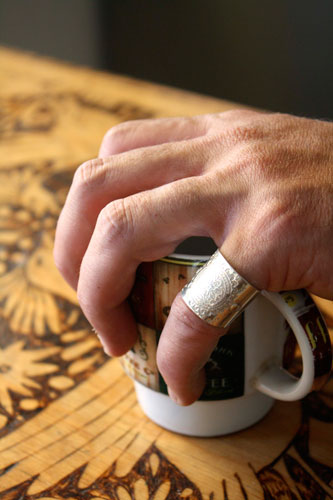 Flower mandala, Buddhist-inspired ring in sterling silver