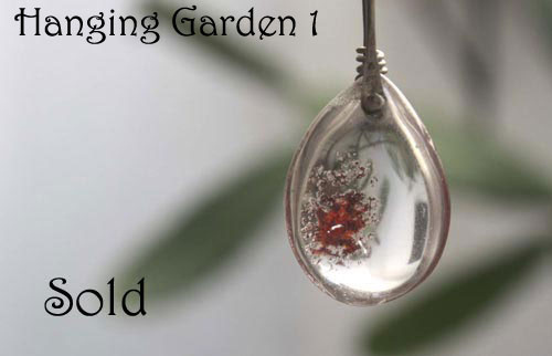 Hanging garden 1, Babylonian mystery necklace and pendant in sterling silver and phantom quartz