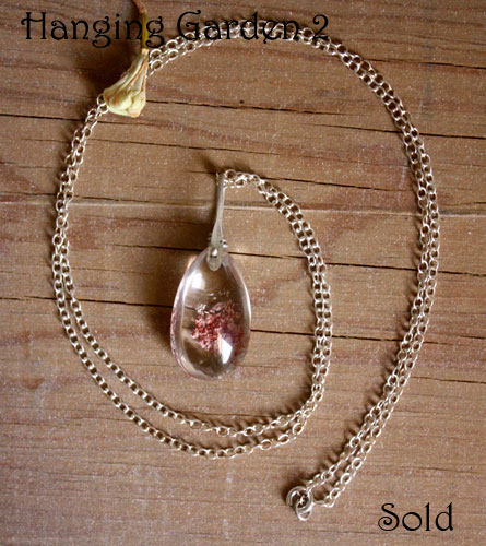 Hanging garden 2, Babylonian mystery necklace and pendant in sterling silver and phantom quartz