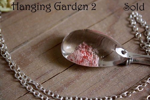 Hanging garden 2, Babylonian mystery necklace and pendant in sterling silver and phantom quartz