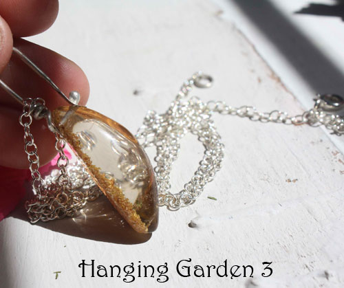 Hanging garden 3, Babylonian mystery necklace and pendant in sterling silver and phantom quartz