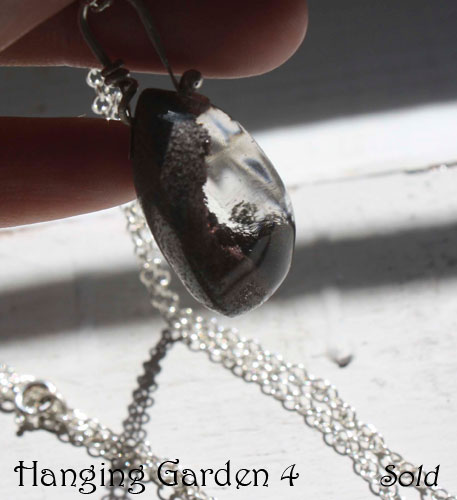 Hanging garden 4, Babylonian mystery necklace and pendant in sterling silver and phantom quartz