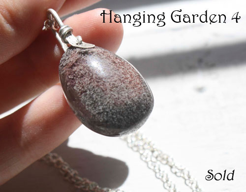 Hanging garden 4, Babylonian mystery necklace and pendant in sterling silver and phantom quartz