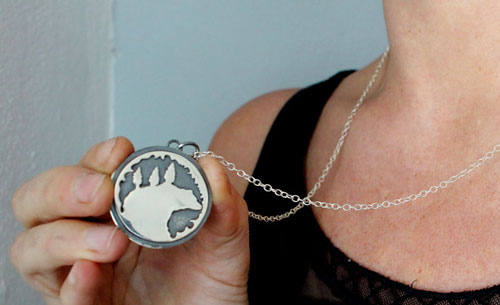 Home is wherever I’m with you, bear necklace in sterling silver