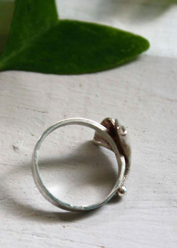 Icho, ginkgo biloba leaf ring in sterling silver