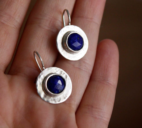 Lapis, Egyptian earrings in sterling silver and lapis lazuli