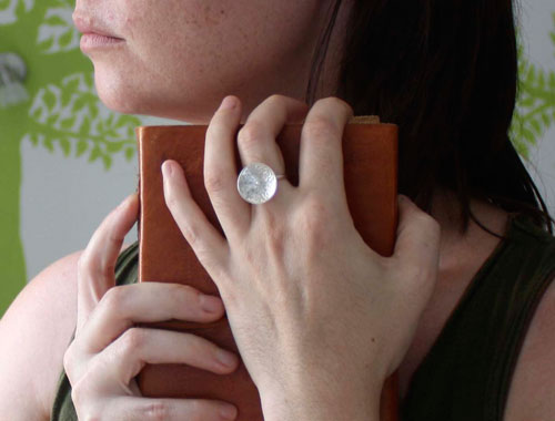 Lyric, medieval etched ring in sterling silver