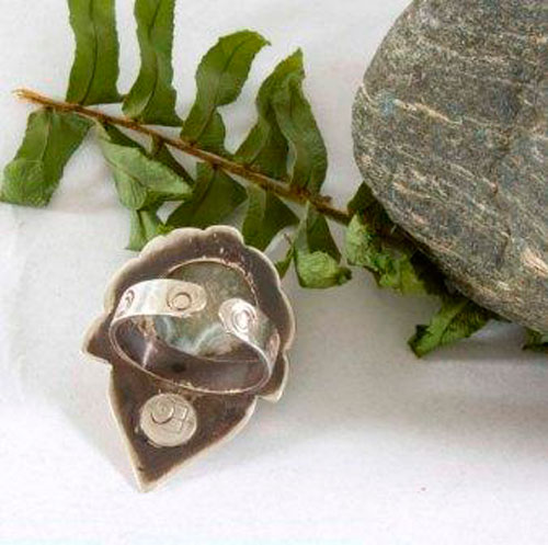 Mahila, indian ring in sterling silver and ocean jasper