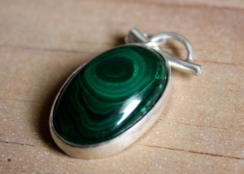 Moss, enchanted forest pendant in sterling silver and malachite