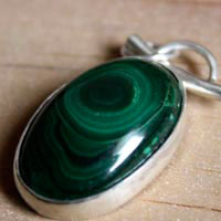 Moss, enchanted forest pendant in sterling silver and malachite