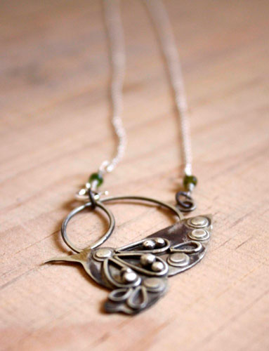 Nectar, hummingbird necklace in sterling silver