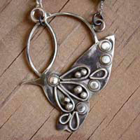 Nectar, hummingbird necklace in sterling silver