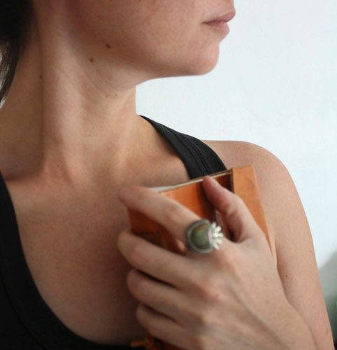 Nenufar, lotus flower ring in silver and royal imperial jasper