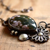 Okeanos, greek mythology necklace in sterling silver and ocean jasper