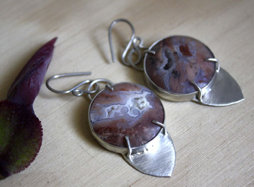 Perseverance, youngite sterling silver earrings