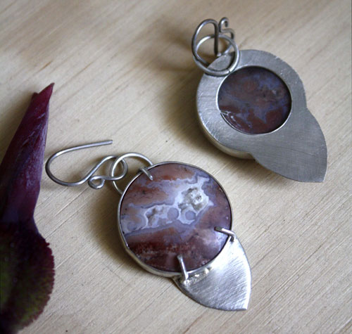 Perseverance, youngite sterling silver earrings