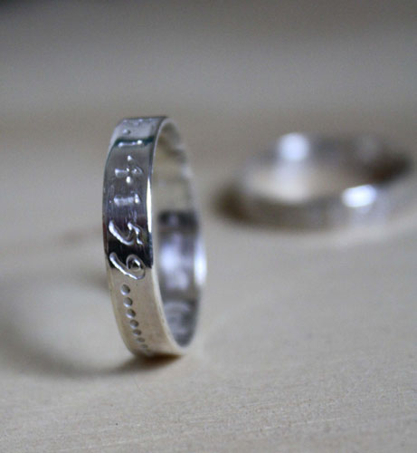 Pi rings, infinity symbols ring in silver with custom engraving