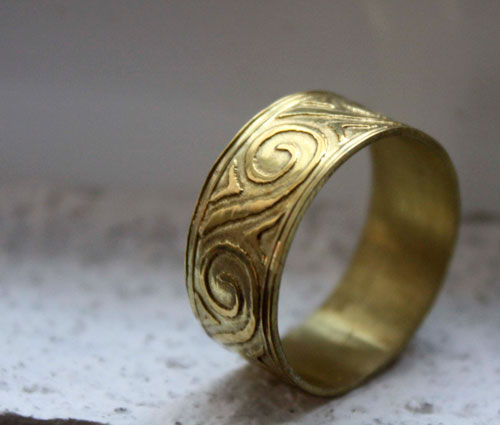 Poseidon, greek frieze wave ring in brass