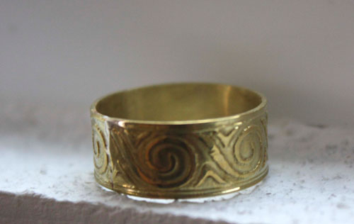 Poseidon, greek frieze wave ring in brass