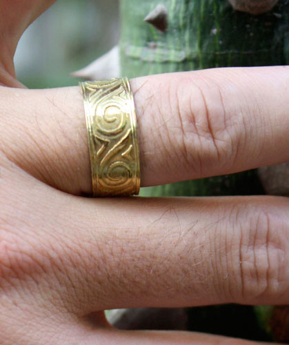 Poseidon, greek frieze wave ring in brass