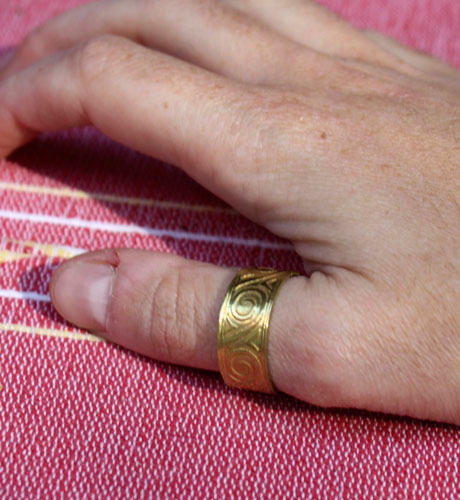 Poseidon, greek frieze wave ring in brass