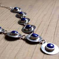 Queen of the Nile, egyptian necklace in sterling silver and lapis lazuli