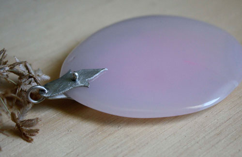 Rose thé, sterling silver pink quartz pendant