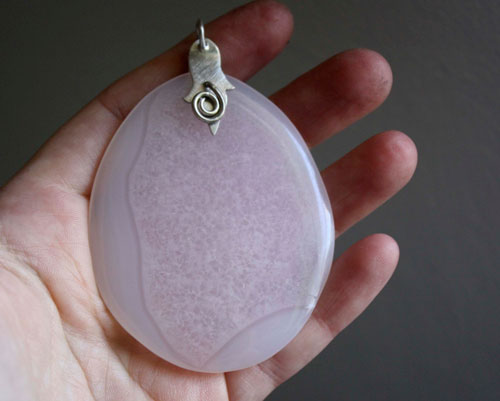 Rose thé, sterling silver pink quartz pendant