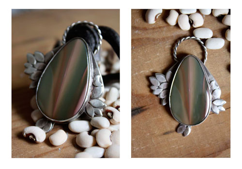 Sompaïna, rainbow of the mother earth pendant in silver and imperial jasper