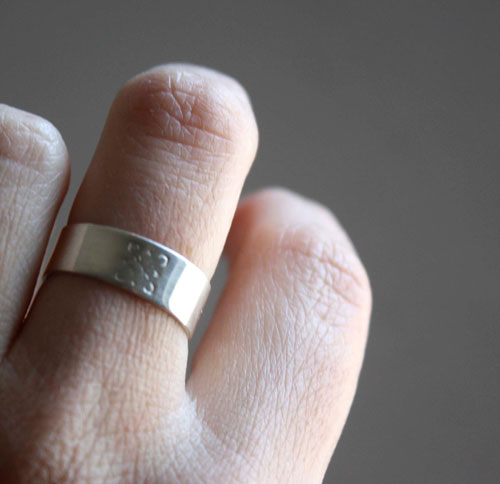 The poet’s ring, wide band sterling silver ring