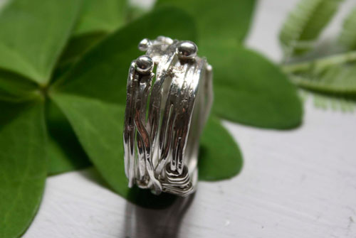 The roots of hazard, weaving wire of life ring in sterling silver