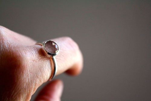 Thigh nymph, sterling silver and pink quartz ring