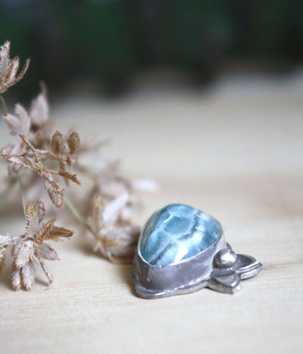 Water reflection, creek of the undergrowth pendant in sterling silver and smithsonite