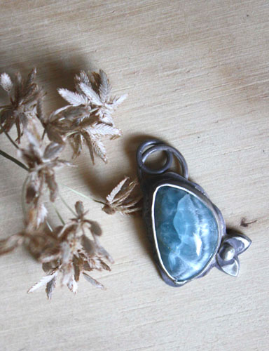 Water reflection, creek of the undergrowth pendant in sterling silver and smithsonite