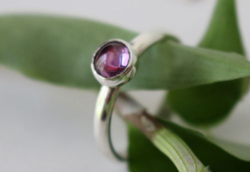 Wisteria, stone ring in silver and purple alexandrite